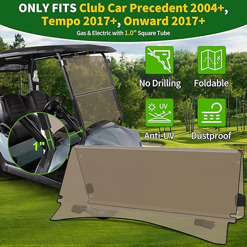 Miniatura 2 de Parabrisas plegable para carrito de golf de 316 pulgadas (0.197 in) de acrílico de grosor para Club Car Precedent 2004 en adelante, de