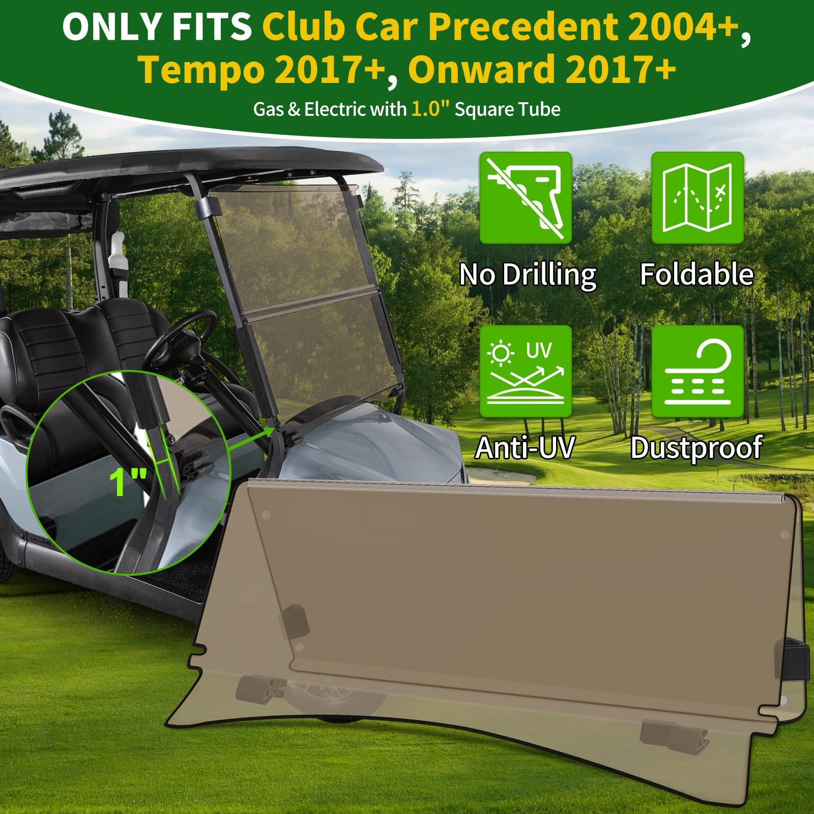 Cartalia Golf Cart Foldable Windshield 3/16