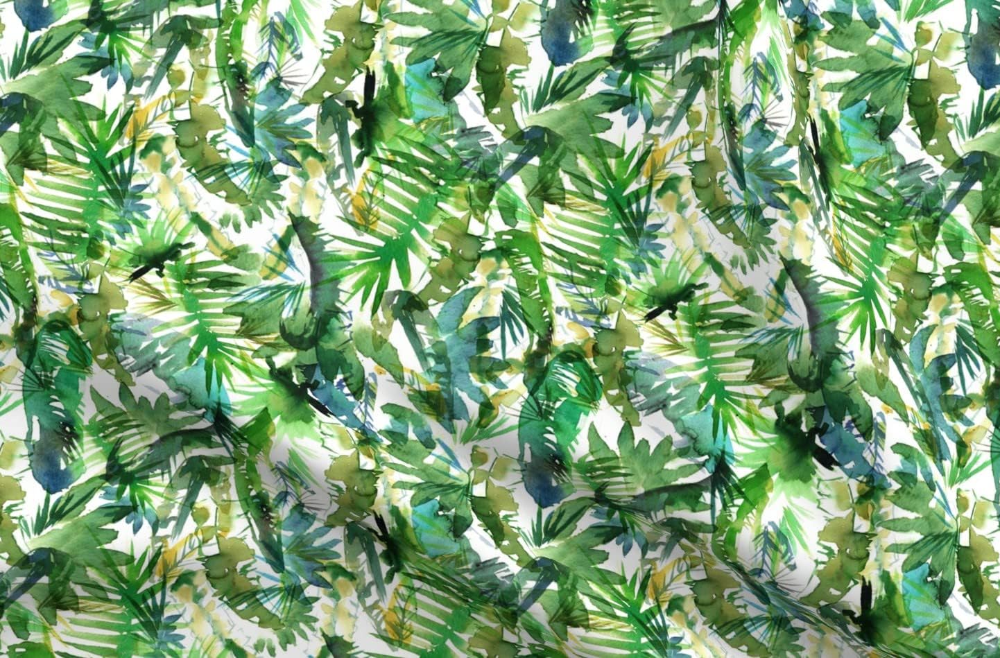 Spoonflower Fabric - Jungle Green Tropical Palm Leaves Printed on Minky Fabric by The Yard - Sewing Baby Blankets Quilt Backing Plush