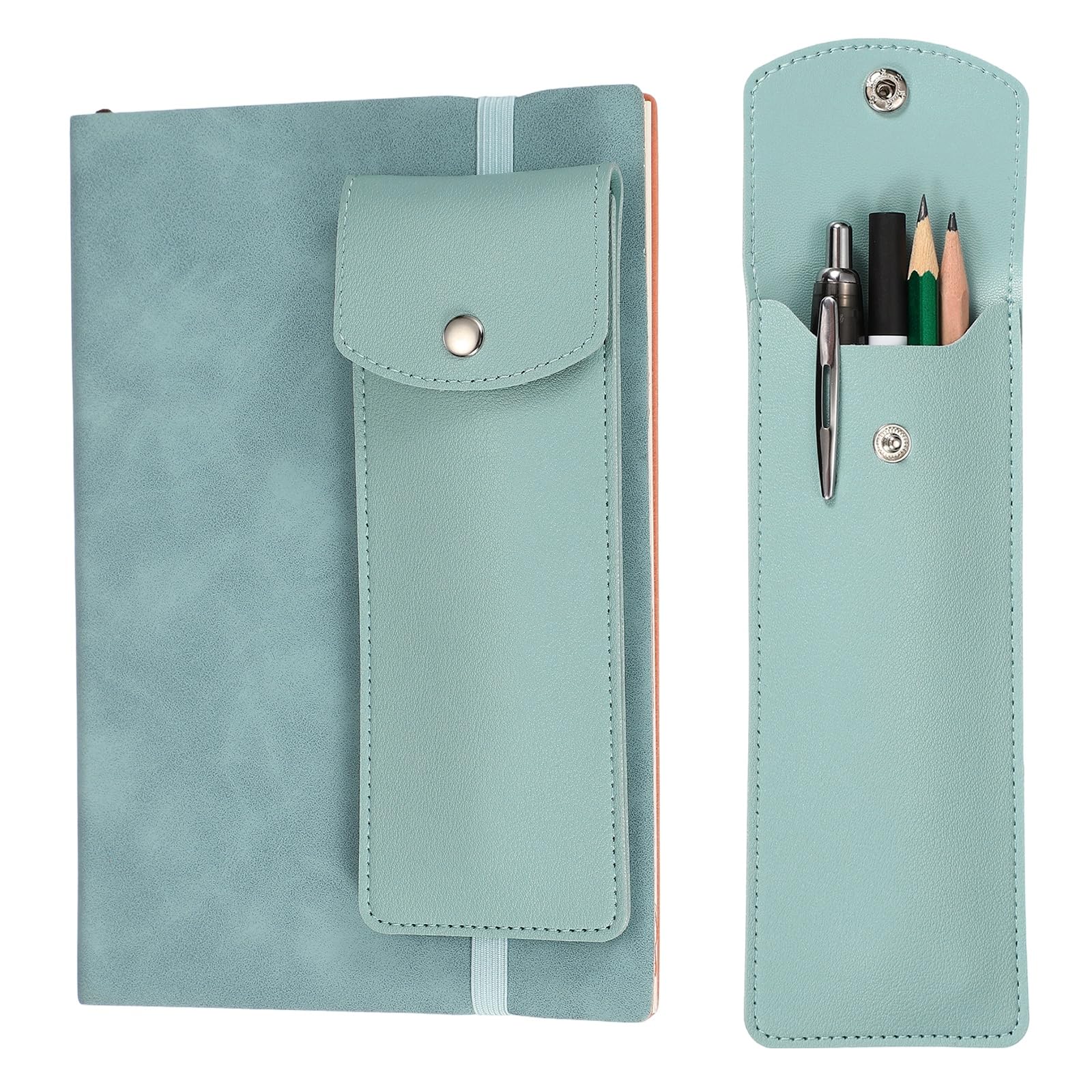 PATIKIL Elastic Band Pen Holder, Adjustable Leather Pen Sleeve Pouch for Notebook Journal Planner Tablet Office Classroom, Blue