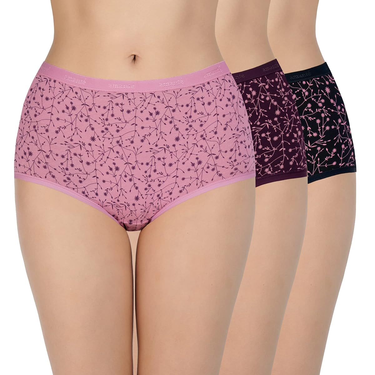 amanté Full Brief Panty (Pack of 3) | High Waist Cotton Panty - PPK53101
