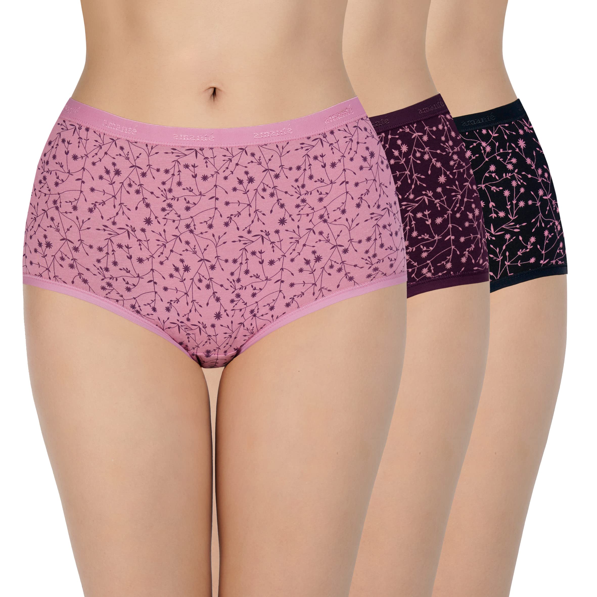 amanté Full Brief Panty (Pack of 3) | High Waist Cotton Panty - PPK53101 (Assorted)