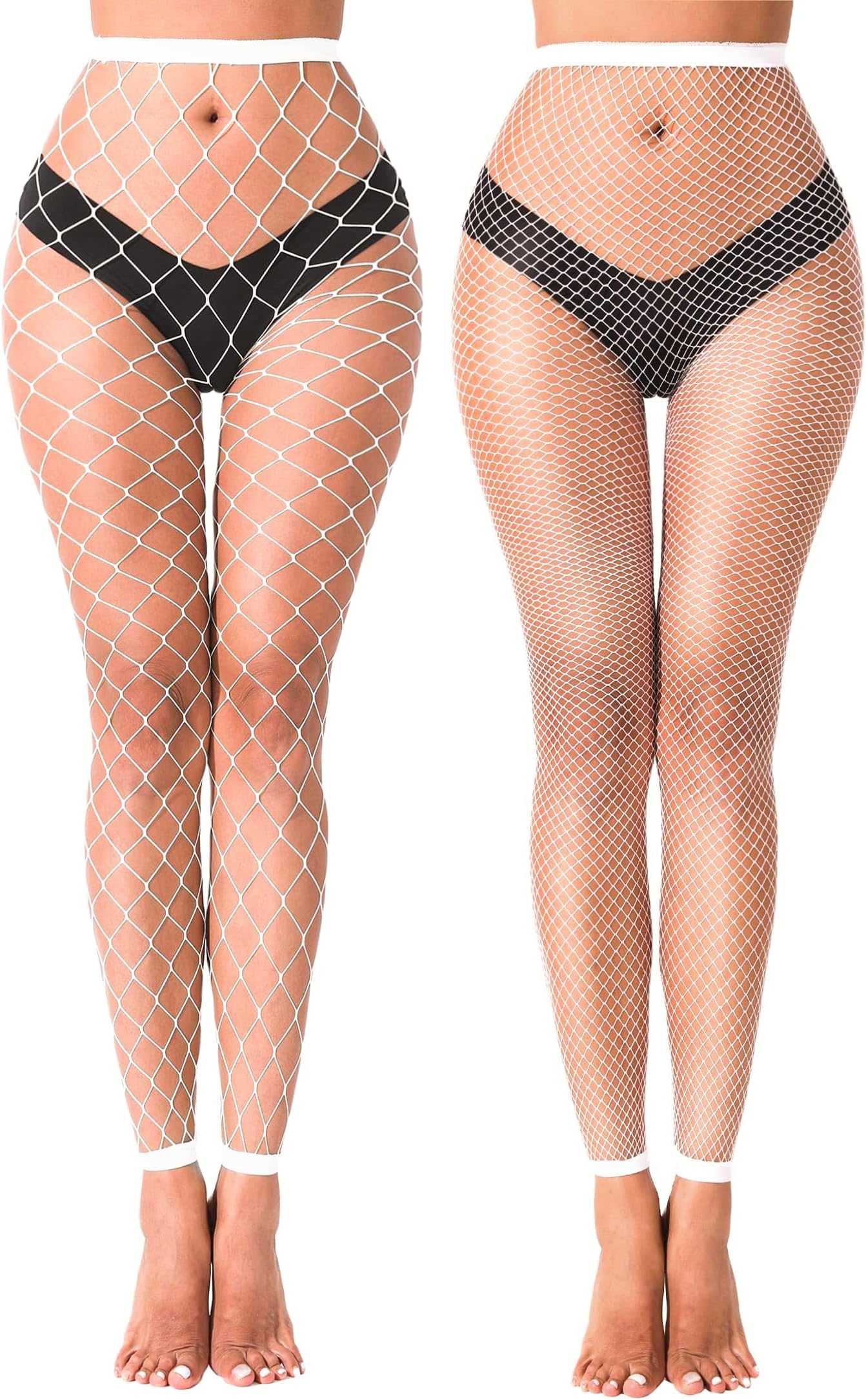 2 Pairs Black Footless Fishnet Stockings for Women High Waist Fishnets Fishnet Tights Sexy Stockings for Women