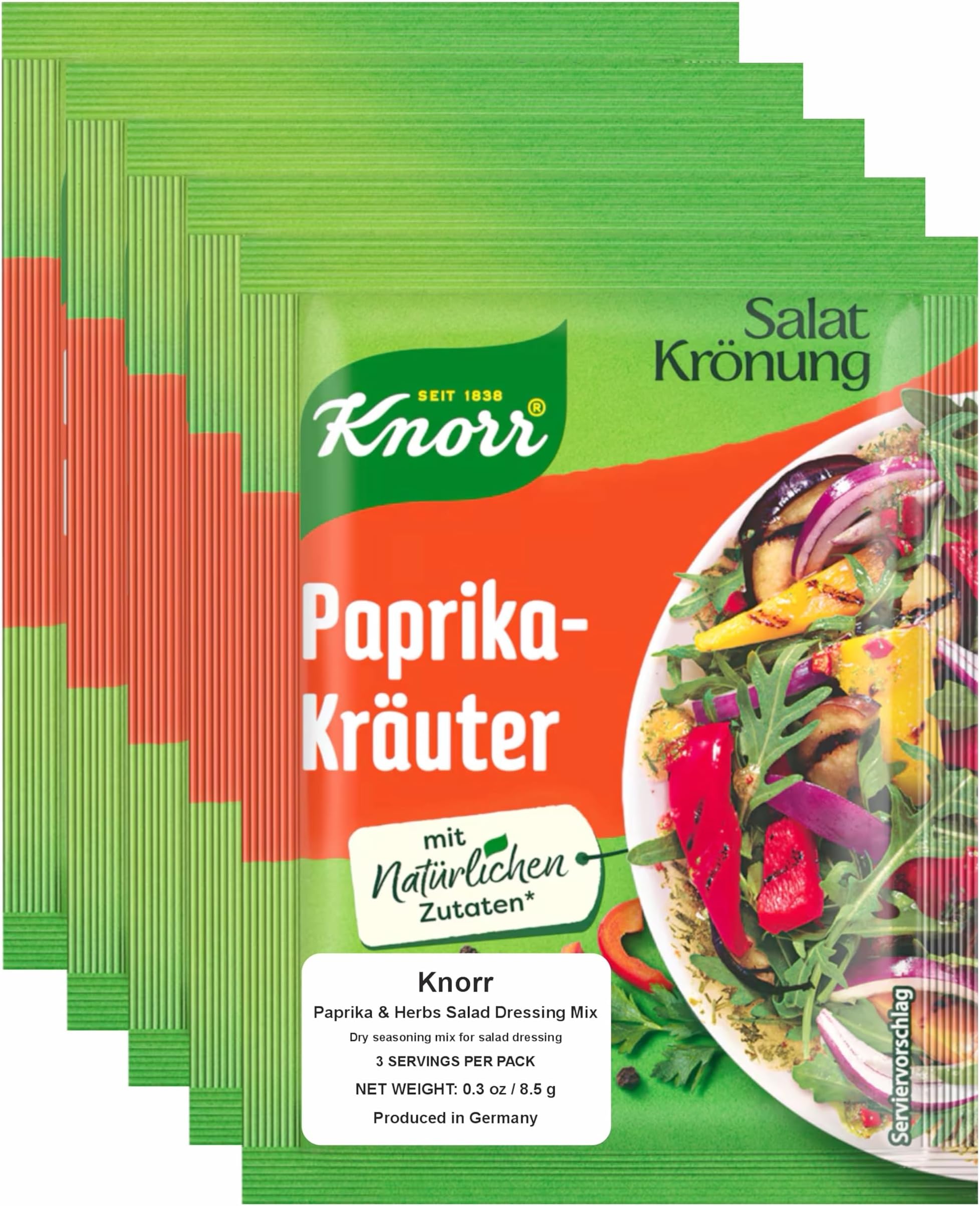 Knorr Salat Kroenung Paprika-Kraeuter (Paprika Herb) 5-Pack 45g (5 x 9g)