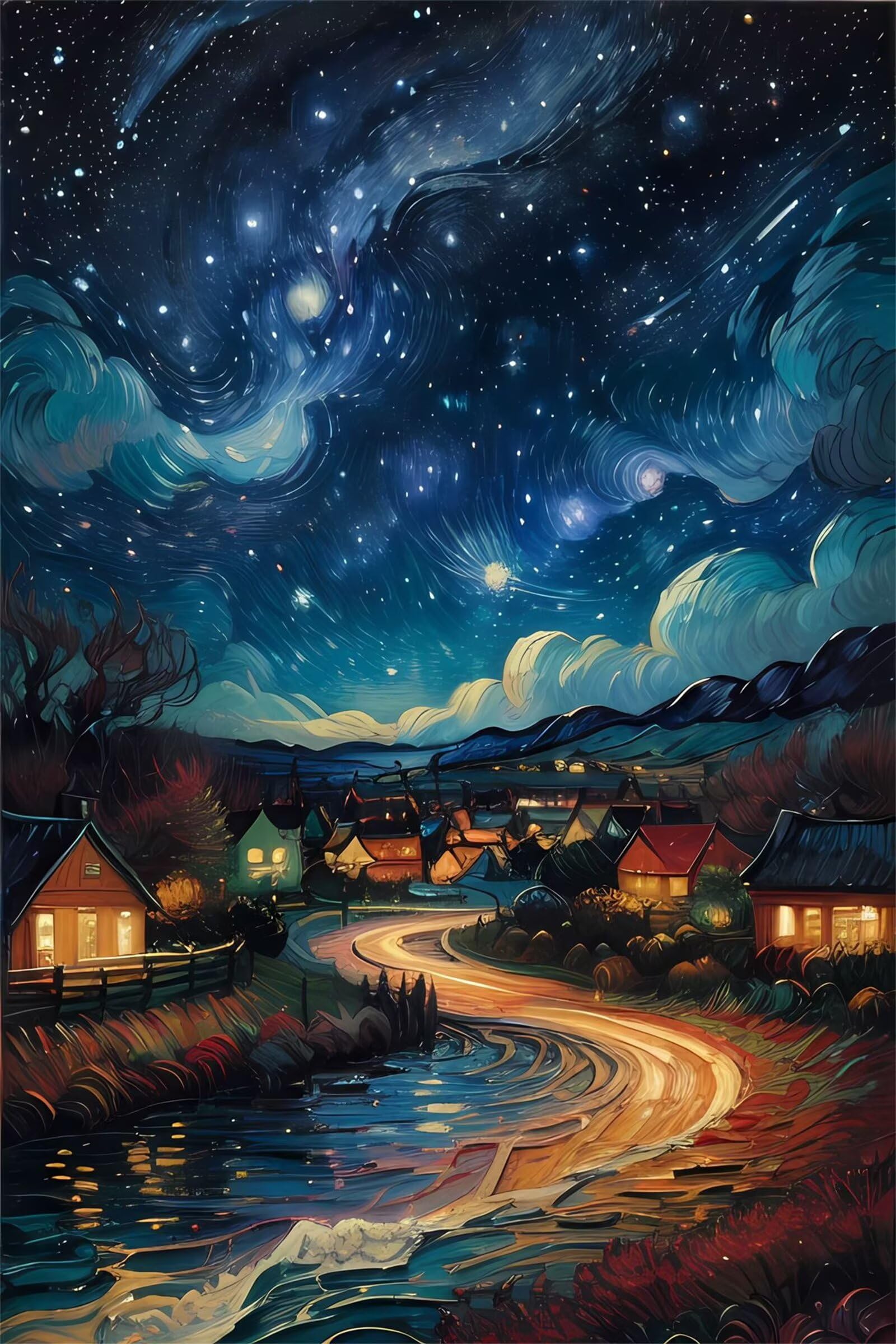Diamond Painting Adulte pour Salon - Grand Tableau Abstraite Nuit Étoilée DIY