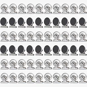 Grtard 60pack Magnetic Clips Heavy Duty, Silver Magnet Clips for Fridge, Refrigerator Magnets, Strong Magnetic Clip,Scratch Free Magnets with Clip for Refrigerator, Whiteboard, Classroom, Locker