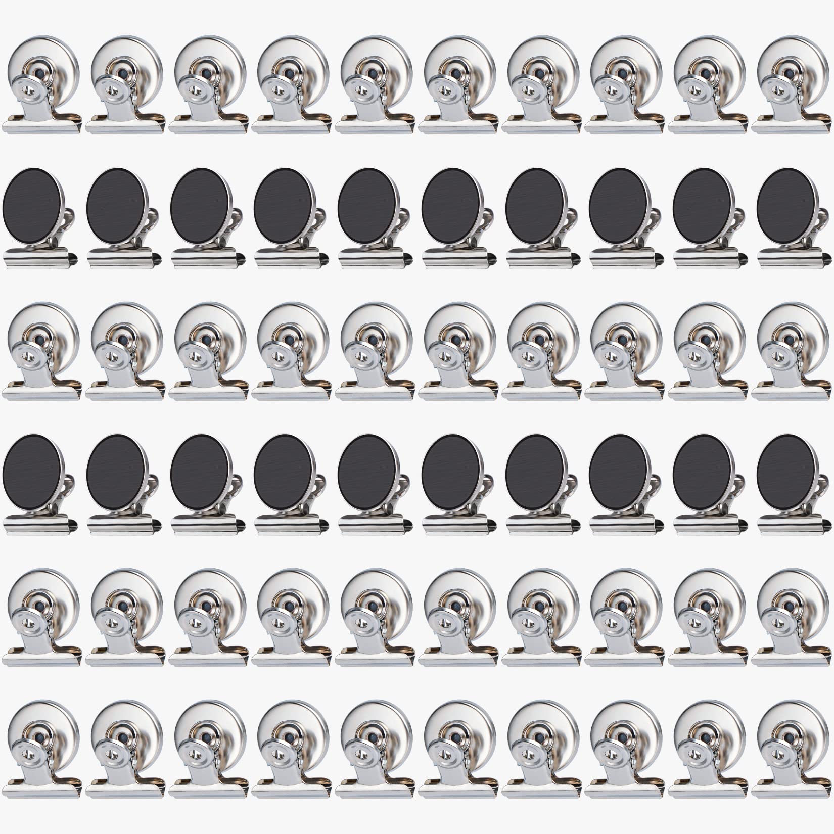 Grtard 60pack Magnetic Clips Heavy Duty, Silver Magnet Clips for Fridge, Refrigerator Magnets, Strong Magnetic Clip,Scratch Free Magnets with Clip for