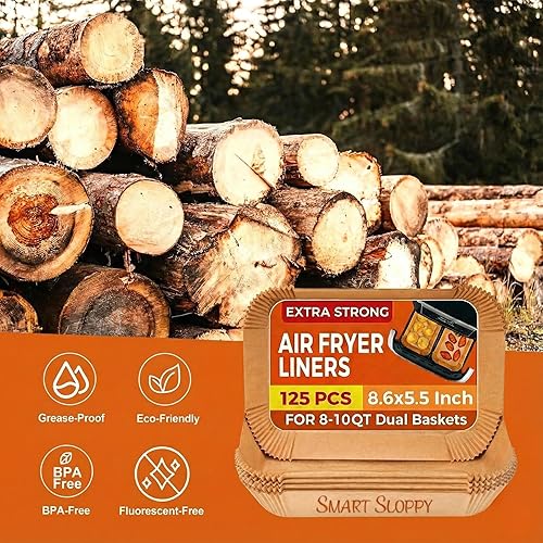 Miniatura 7 de Forros desechables para freidora de aire 125 piezas de papel pergamino antiadherente, a prueba de aceite e impermeable para una fácil limpieza. Se