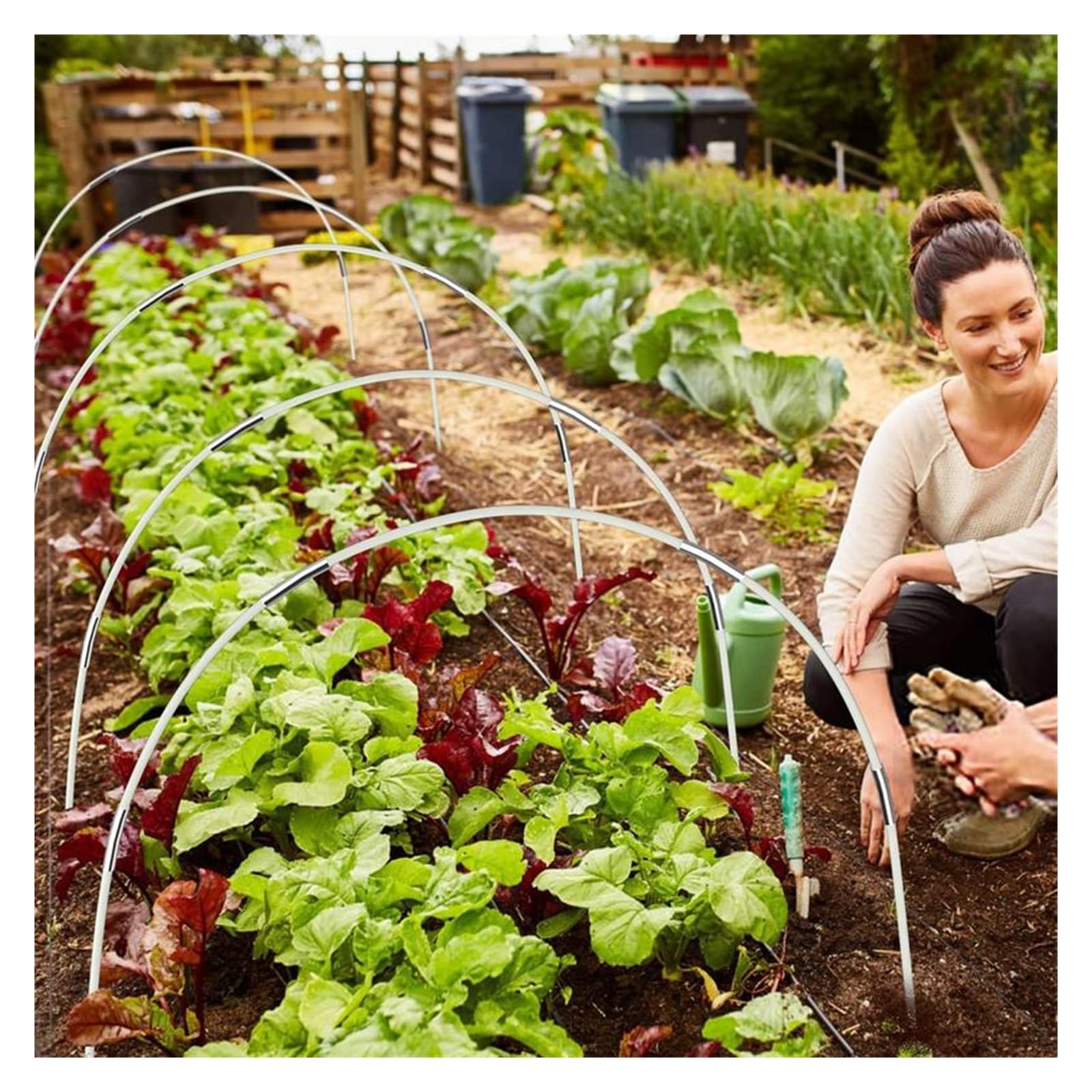 Archi per Serra Orto Cerchi da Giardino Letti rialzati Serra in Fibra di Vetro Giardinaggio Telaio di Supporto Tunnel for Serra for piantine Coltivazione Kit di Rete Portatile(30pcs 10pcs)