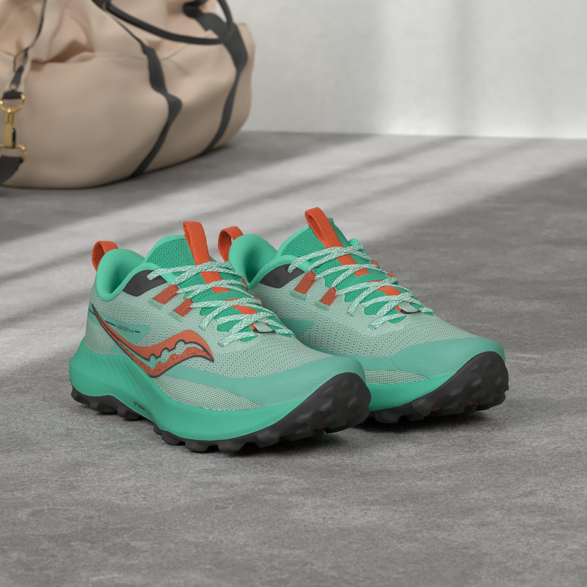 Saucony Women's Peregrine 13 Trail Running Shoe, SPRIG/Canopy, 9.5