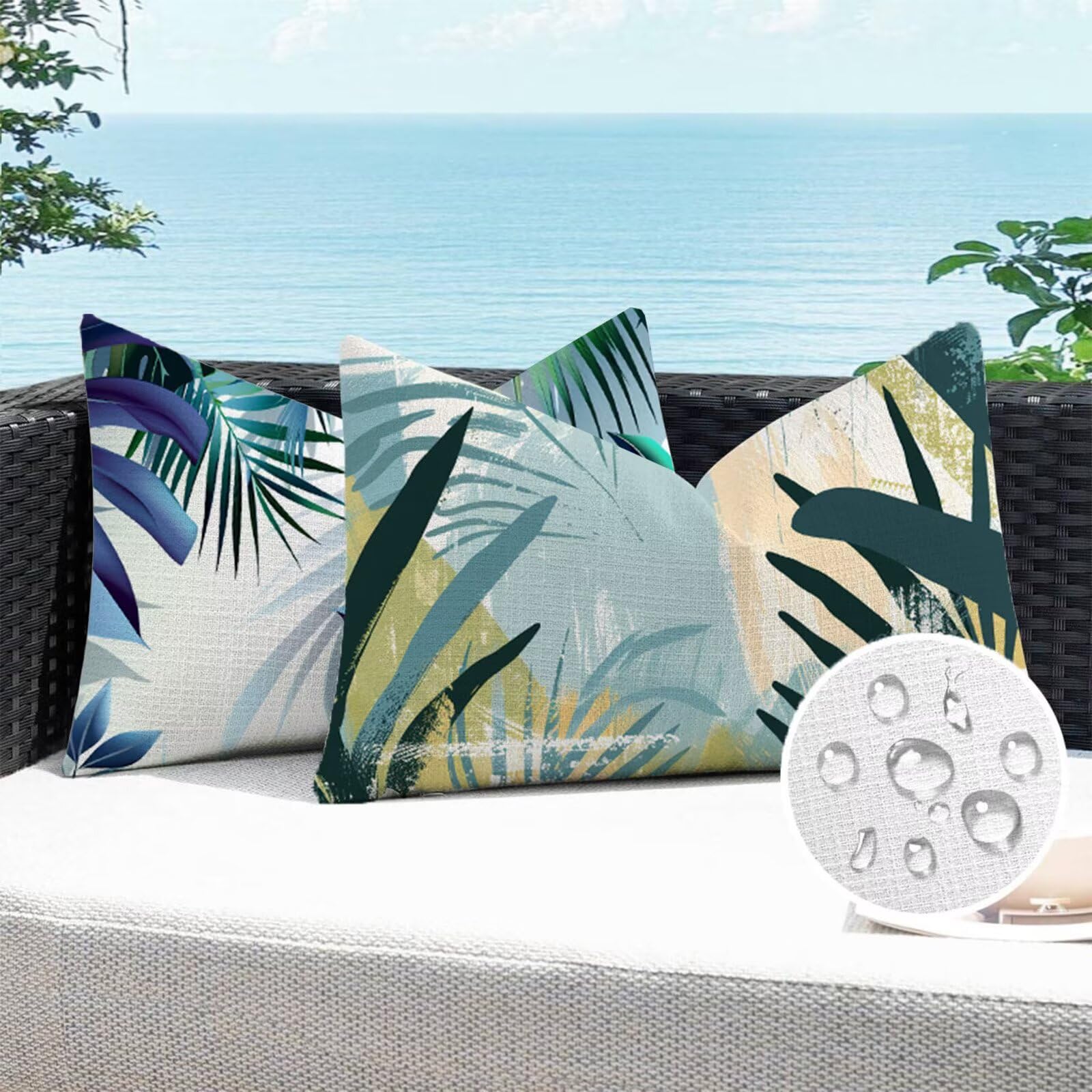 Cuscini da Esterno Impermeabili Rettangolari, Set di 2 Cuscini per Divano 40x60, Copricuscini Divano Tropicale Federe Cuscino Letto, Pianta Copricuscini per Sedia Esterni Giardino Terrazza Y2-862