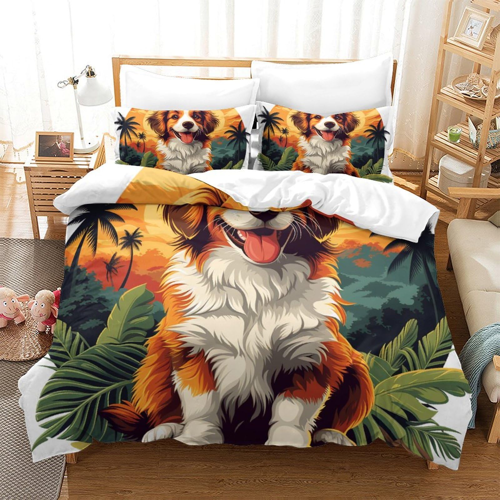 Housse de couette chien 3D en microfibre avec fermeture éclair
