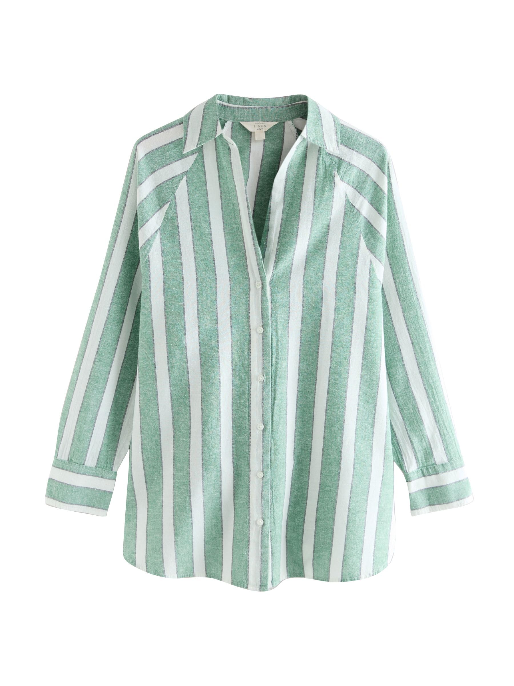 NEXT Donne Camicia Estiva con Lino | Adulto, Standard, Lavabile in lavatrice