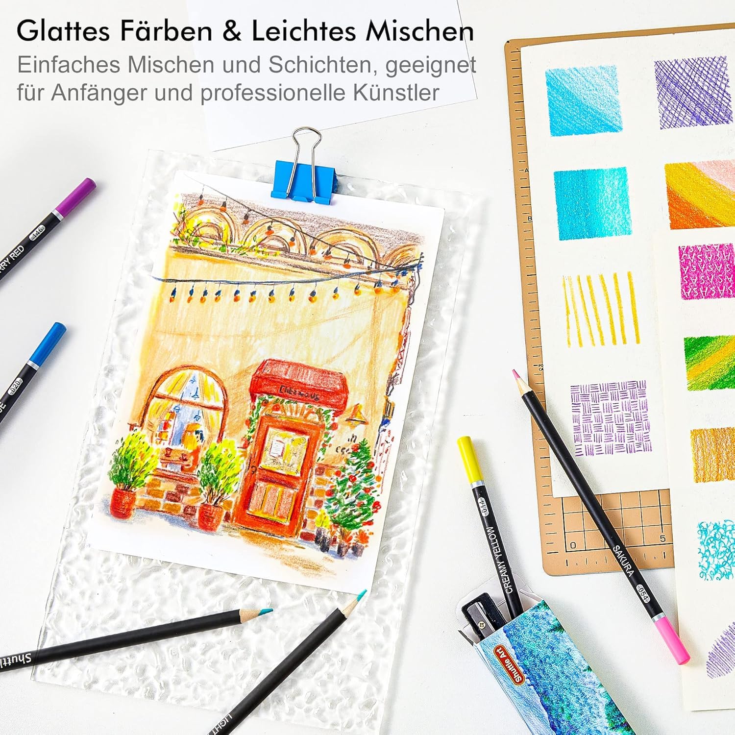 Shuttle Art Buntstifte Set, 80 professionelle Buntstifte für Erwachsene und Kinder, Farbstifte Set mit Malbuch, Skizzenbuch, Spitzer, Bleistiftverlängerer und Eisenbox, Buntstift Kinder, Holzstifte