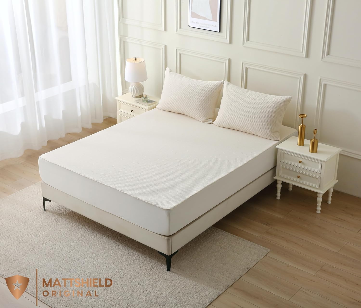 Deluxe Organic Cotton Percale Mattress Protector King Size - 100% Waterproof - Naturally Cooling for Hot Sleepers - OCS Certified 280GSM 3D Air-Knit Breathable Mattress Pad - Noiseless Deep Pocket - Image 3