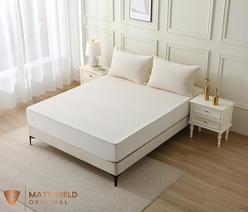 Miniatura 2 de Protector de colchón de algodón orgánico, tamaño King, 100% impermeable, refrescante naturalmente para personas que duermen con calor, certificado