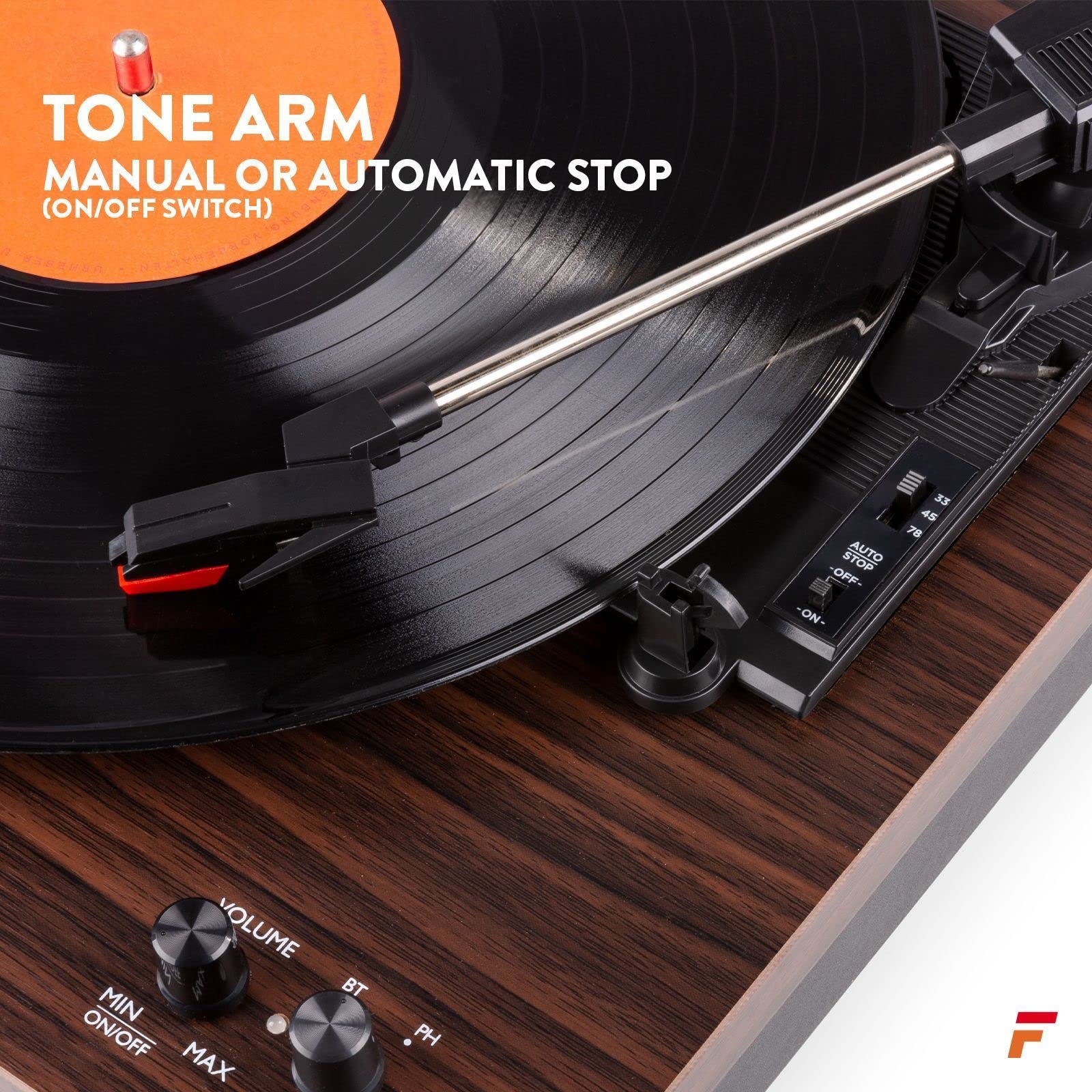 Giradischi retrò con Bluetooth e altoparlanti - Fenton RP165D - Puntina inclusa - Legno marrone scuro (102.155)