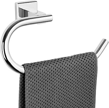 SAYAYO Chrome Towel Ring Hand Towel Holder Wall Mounted, Towel Rail for Bathroom Toilet Paper Holder, SUS304 Stainless Steel Waterproof & Rustproof