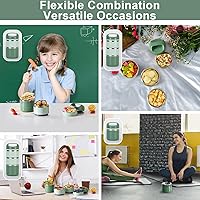 Vista 6 de Lille Home Lonchera de acero inoxidable de 3 capas de 1.43 litros - a prueba de fugas, sin BPA, caja Bento aislada para preparación de comidas sobre