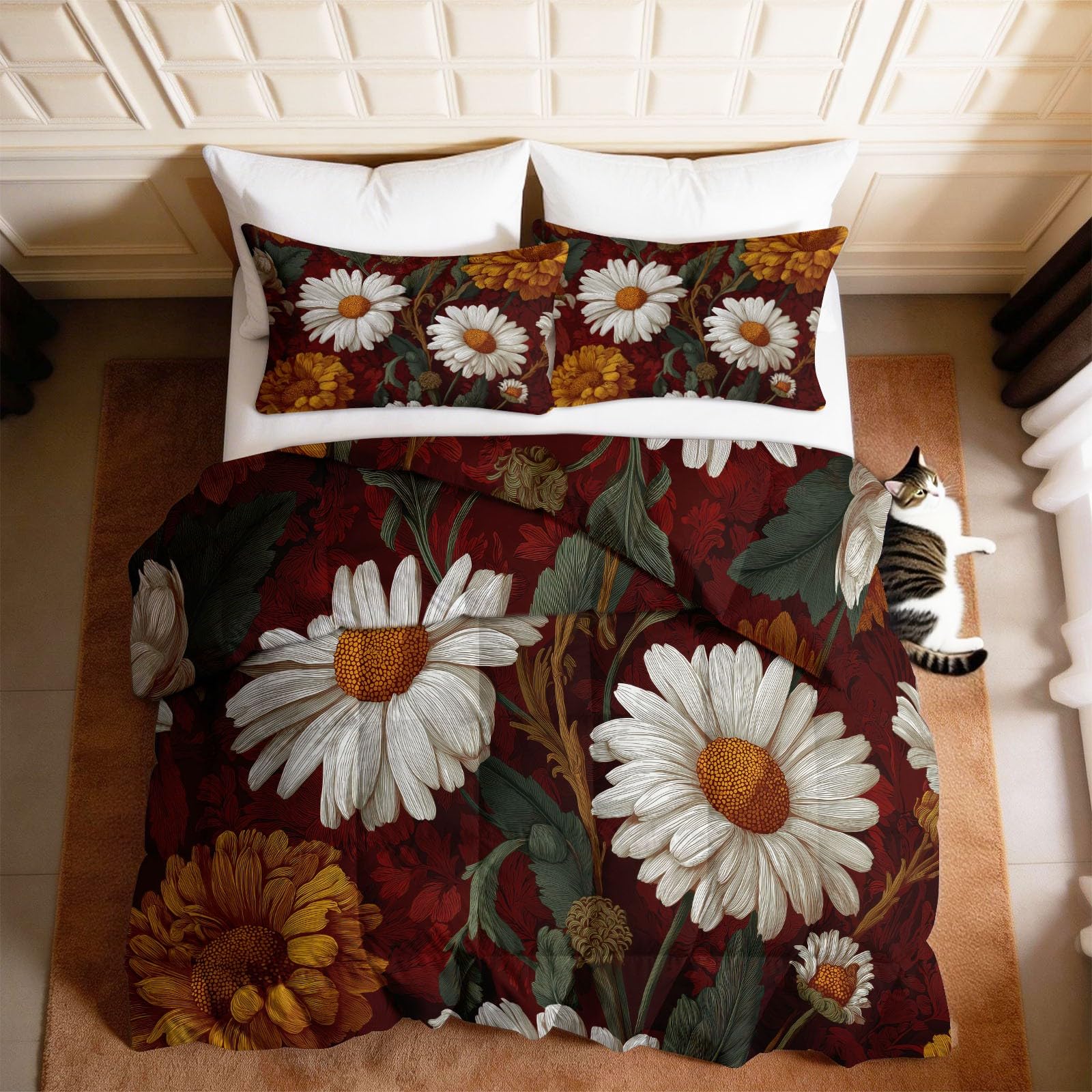 Edredón vintage oscuro floral que evita el sudor y peso excesivo con calidez ligera para cama
