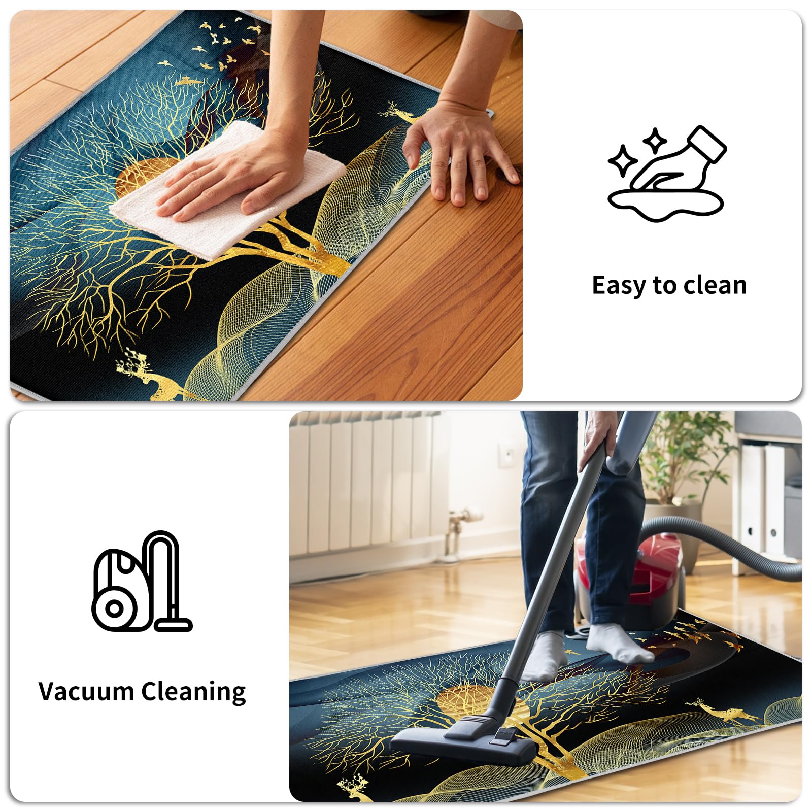 Juego de 2 alfombrillas de cocina lavables, antifatiga, antideslizantes, absorbentes de agua, para lavandería, dormitorio (estilo B, 40 x 120 cm)