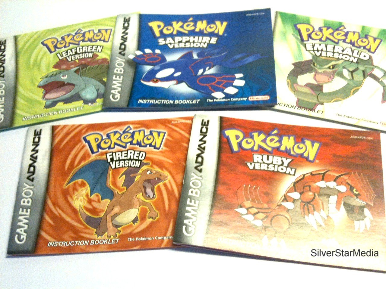 5 Instruction Booklets (Manuals only) Pokemon Ruby, FireRed, Sapphire, LeafGreen, Emerald