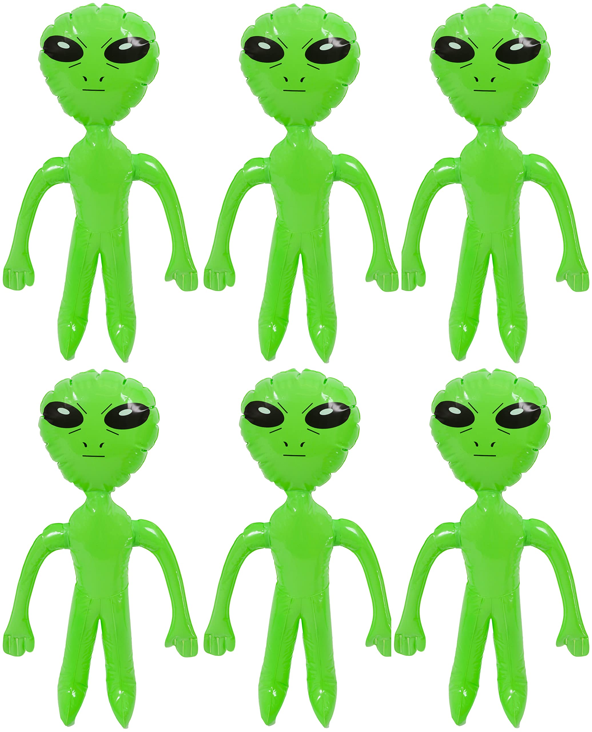 Quickdraw 6 x Inflatable Alien 64cm Large Green Sci-Fi Space UFO Martian Blow Up Aliens Party Decoration Accessory Prop