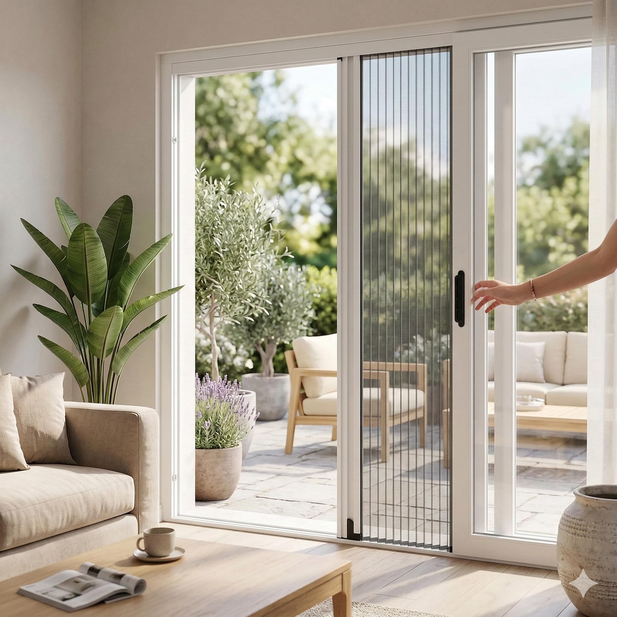 Zanzariera Plissettata Porta Finestra 120x240 cm diversi colori (Bianco)