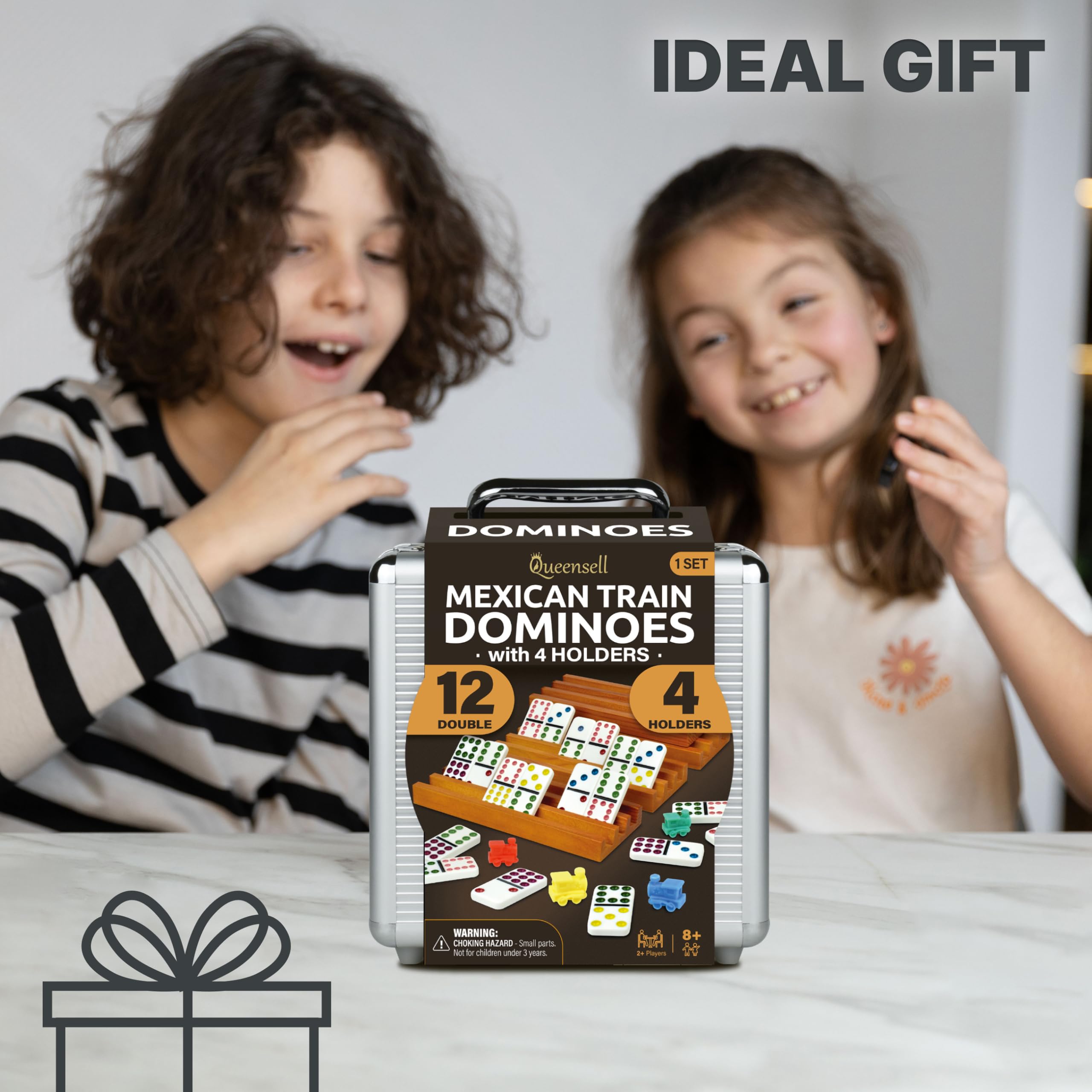 Amazon.com: Mexican Train Dominoes Set with 4 Holders - Dominoes