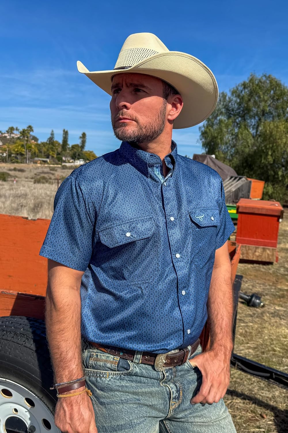 Drover Cowboy Threads Men's Short Sleeve, Signature Series Performance Vent Shirt