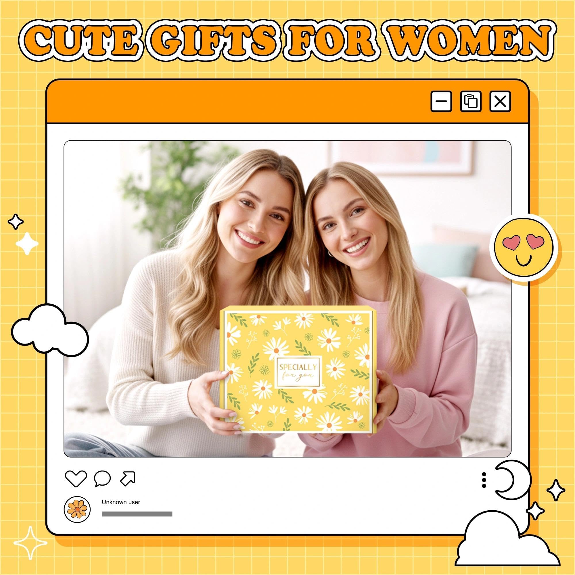 Gift Baskets for Women Unique Birthday Gifts for Women self care cheer up gifts set pick me up gift box for Woman teen girls best friend Sister Ladies Friendship Her - Inspirational Yellow Present