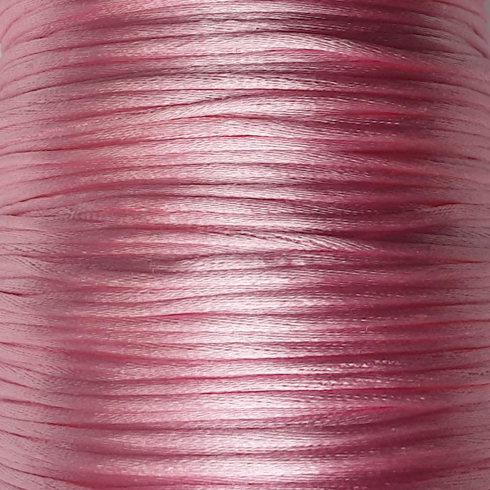 Mart-Mon Pink Satin Rattail Cord 2Mm X 25M, Silky Thread For Knotting, Bracelet Making, Jewellery, Sewing Crafts (Pink)