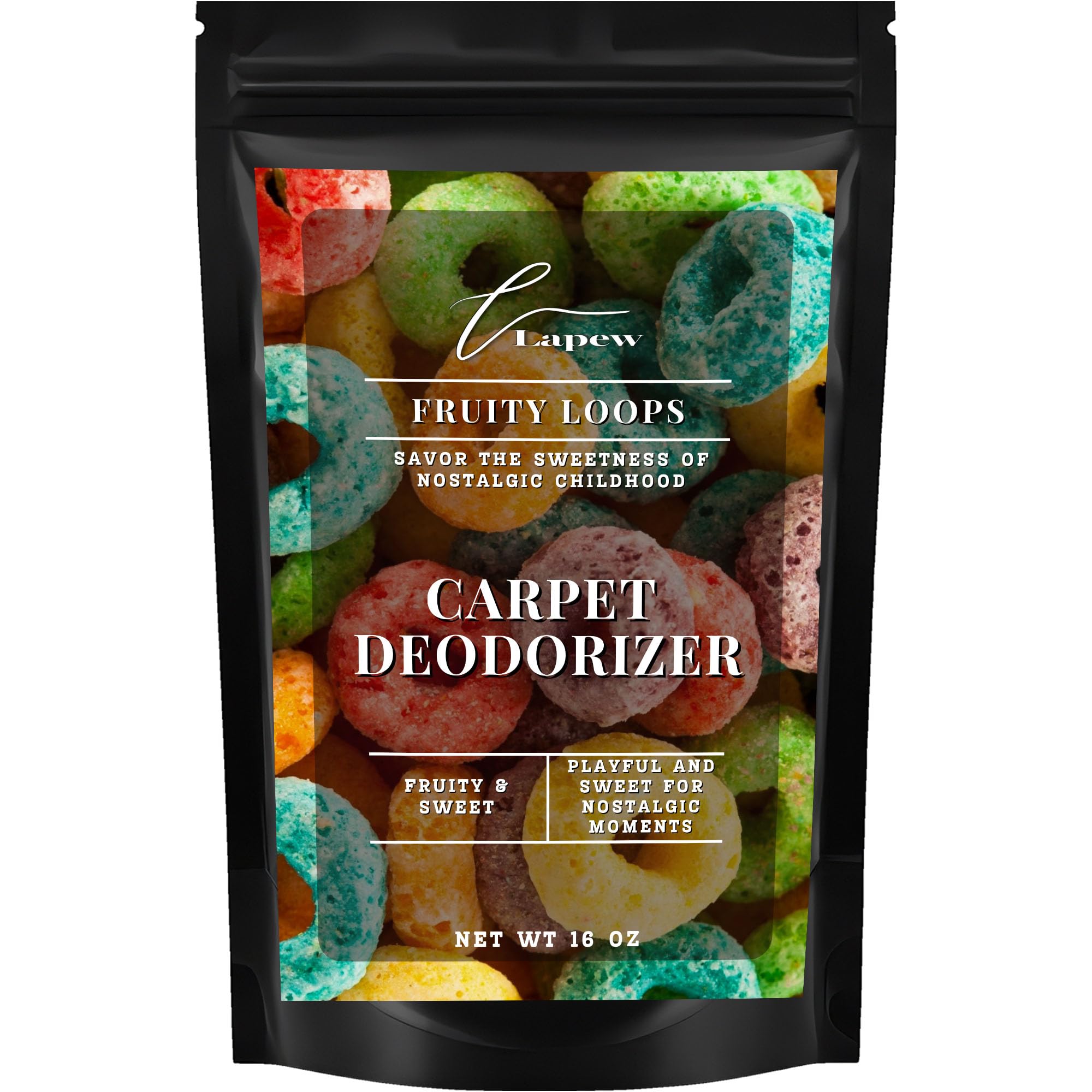 Lapew Fruity Loops Carpet Deodorizer Powder - Pet Safe Freshener for Vacuuming | Scented Odor Eliminator for Home | 16 oz