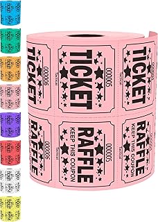 Tacticai 500 Raffle Tickets, Pink (1 of 8 Colors), Double Roll, Large Ticket for Events, Entry, Class Reward, Fundraiser & Prizes