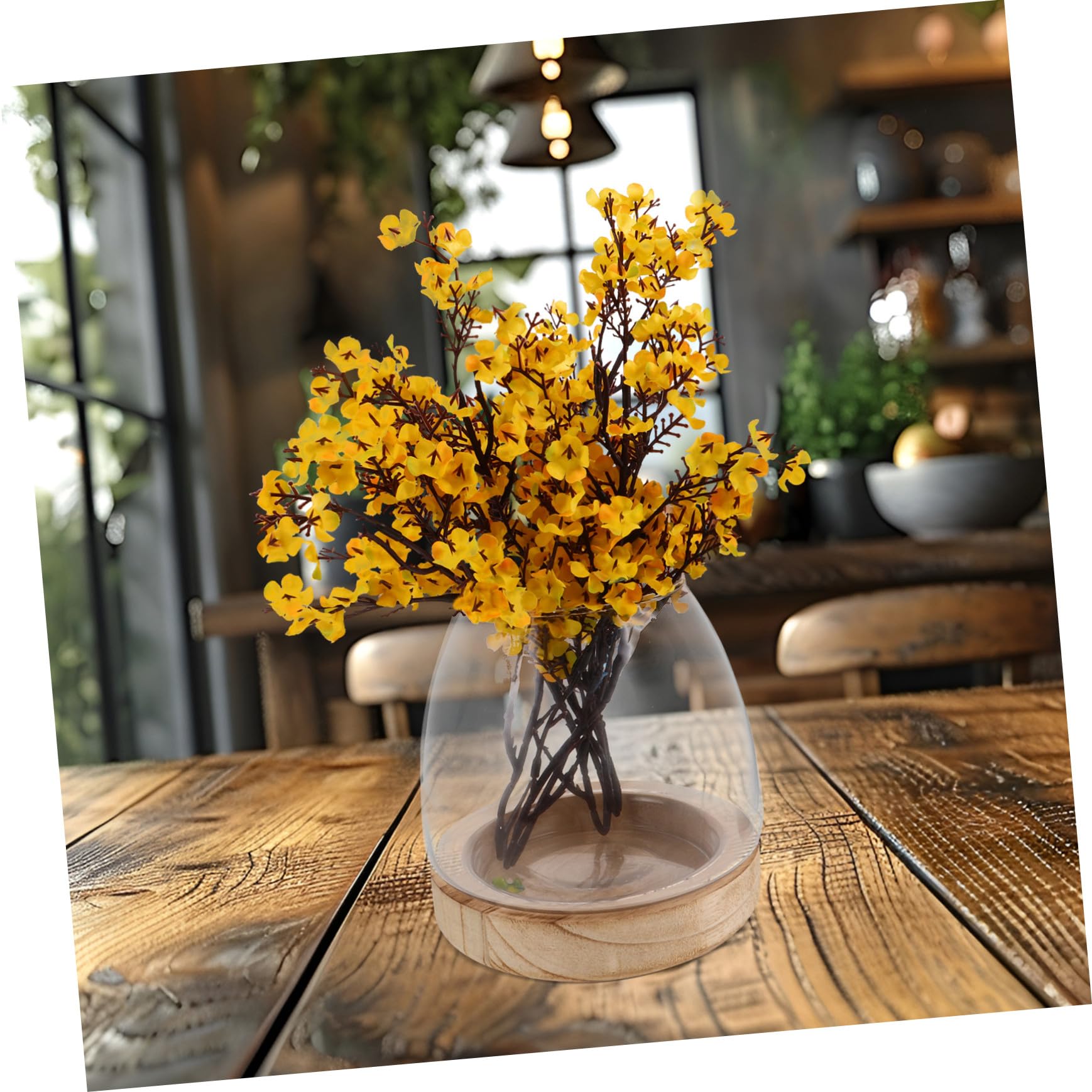 Vase Hydroponique Verre avec Base Station de Propagation Claire pour Plantes Intérieur Terrarium Décoratif pour Bureau et Maison Aquarium Végétal pour Micro-Paysage