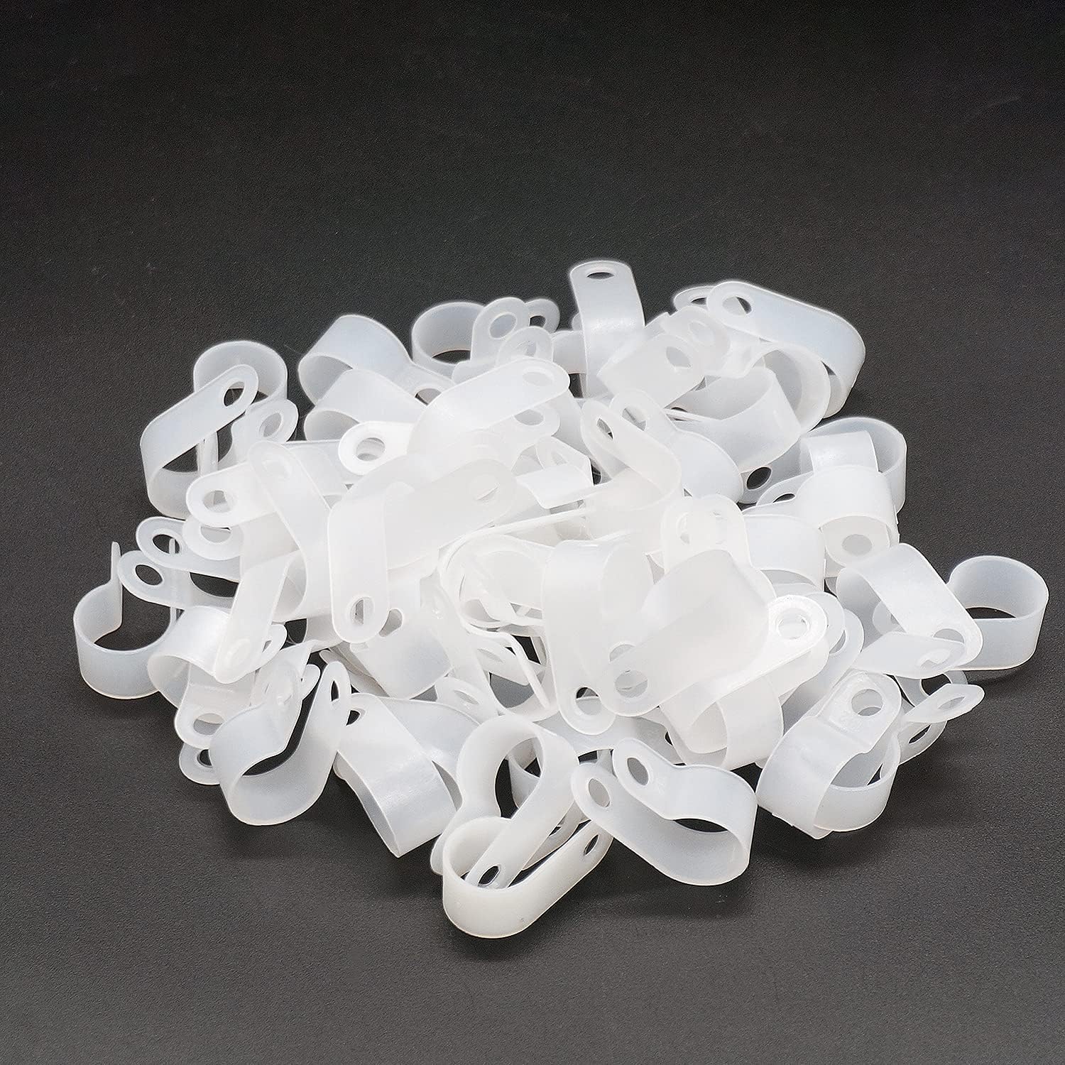 mankk 50PCS 1/2 Inch Rope Light Clips P-Style Mounting Clips Plastic Cable Clamps with Compatible Stainless Steel Pan Head Phillips Screws for Wire Management M-030-W-LS