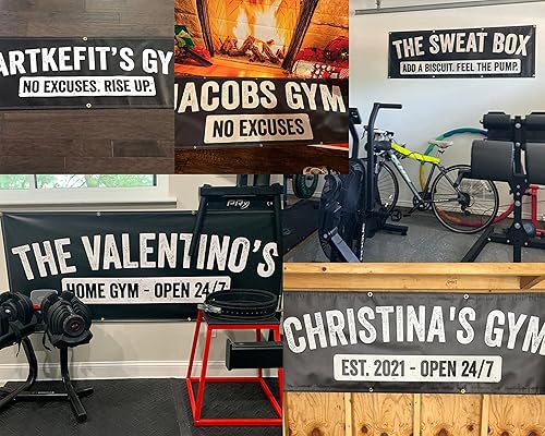 Miniatura 7 de Banner personalizado con texto en inglés "Your Name", decoración de gimnasio en casa, entrenamiento de garaje, vinilo inspirador para pared (36 x 12