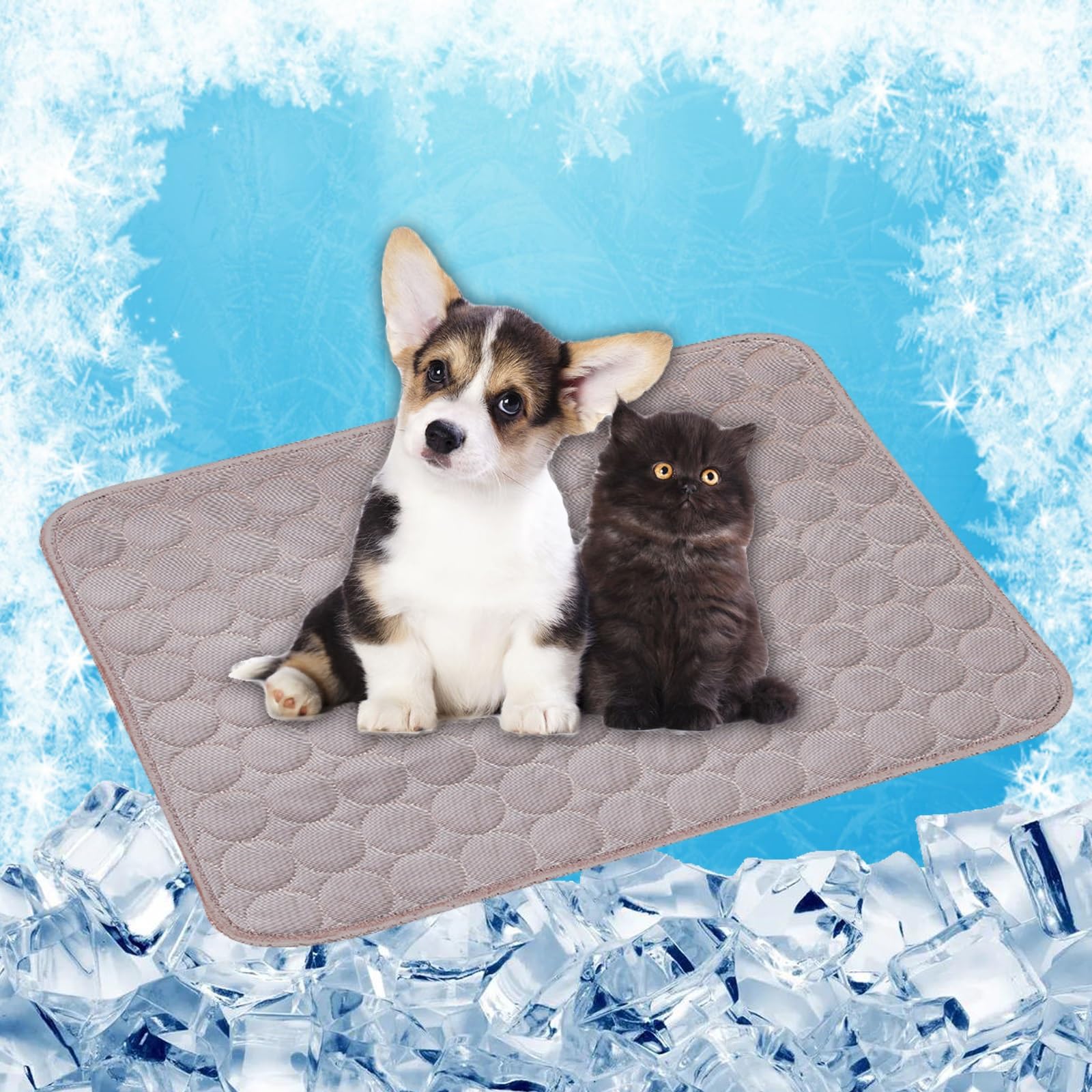 Tapis rafraichissant chien grand format coussin soie glacée respirant non toxique