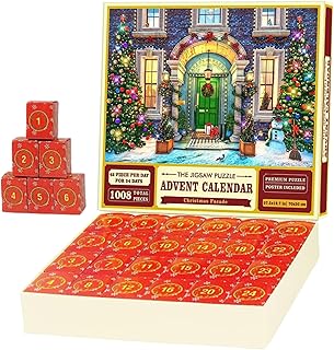 Christmas Advent Calendar 2023 24 Days 1008PCS Christmas Jigsaw Cute Funny Portable Christmas Countdown Calendar Puzzle Advent Calendar 2023 puzzle Christmas Advent Calendar Puzzle for Adult Kids Gif