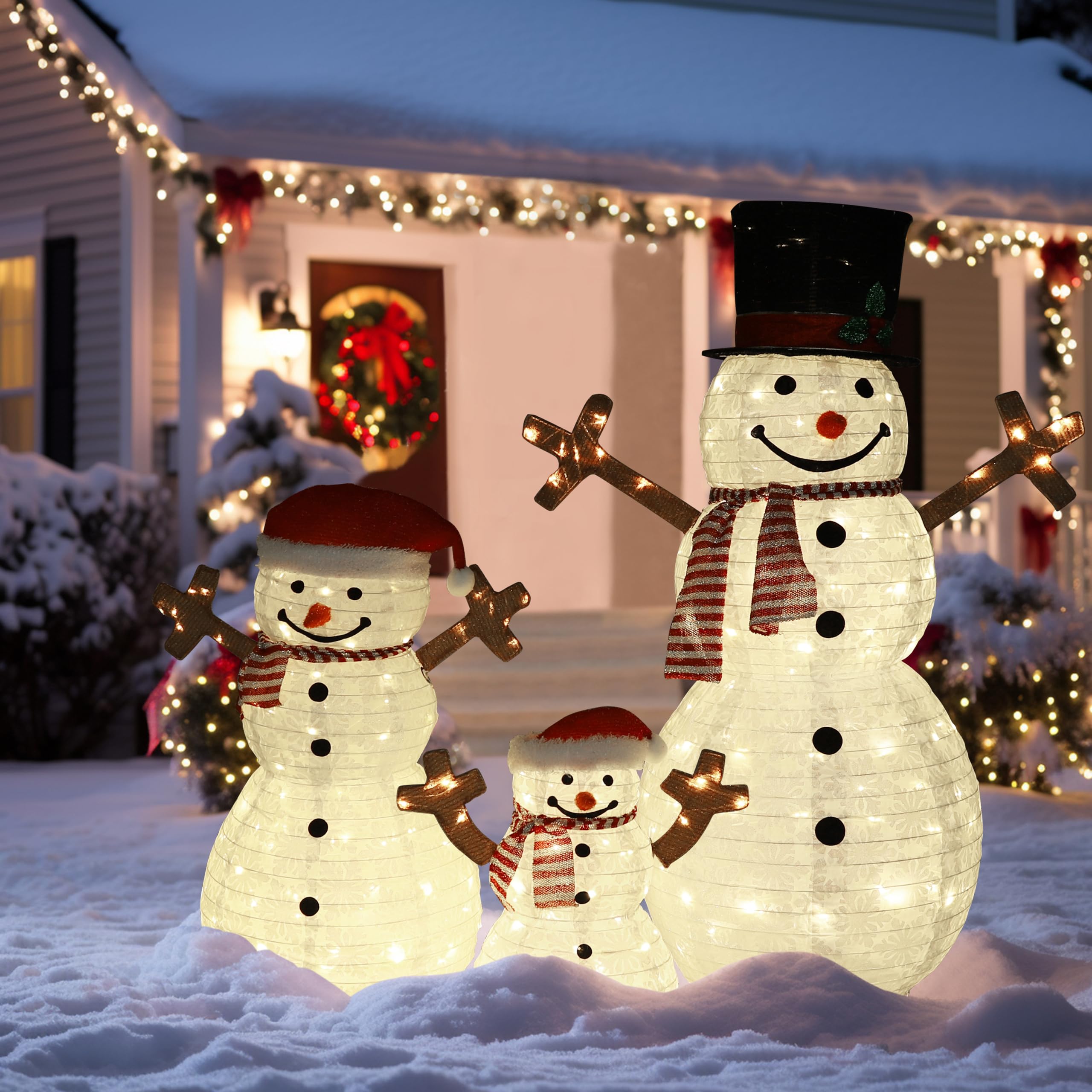 Amazon.com: VEIKOU Pop-Up Set of 3 Snowman Christmas Decorations