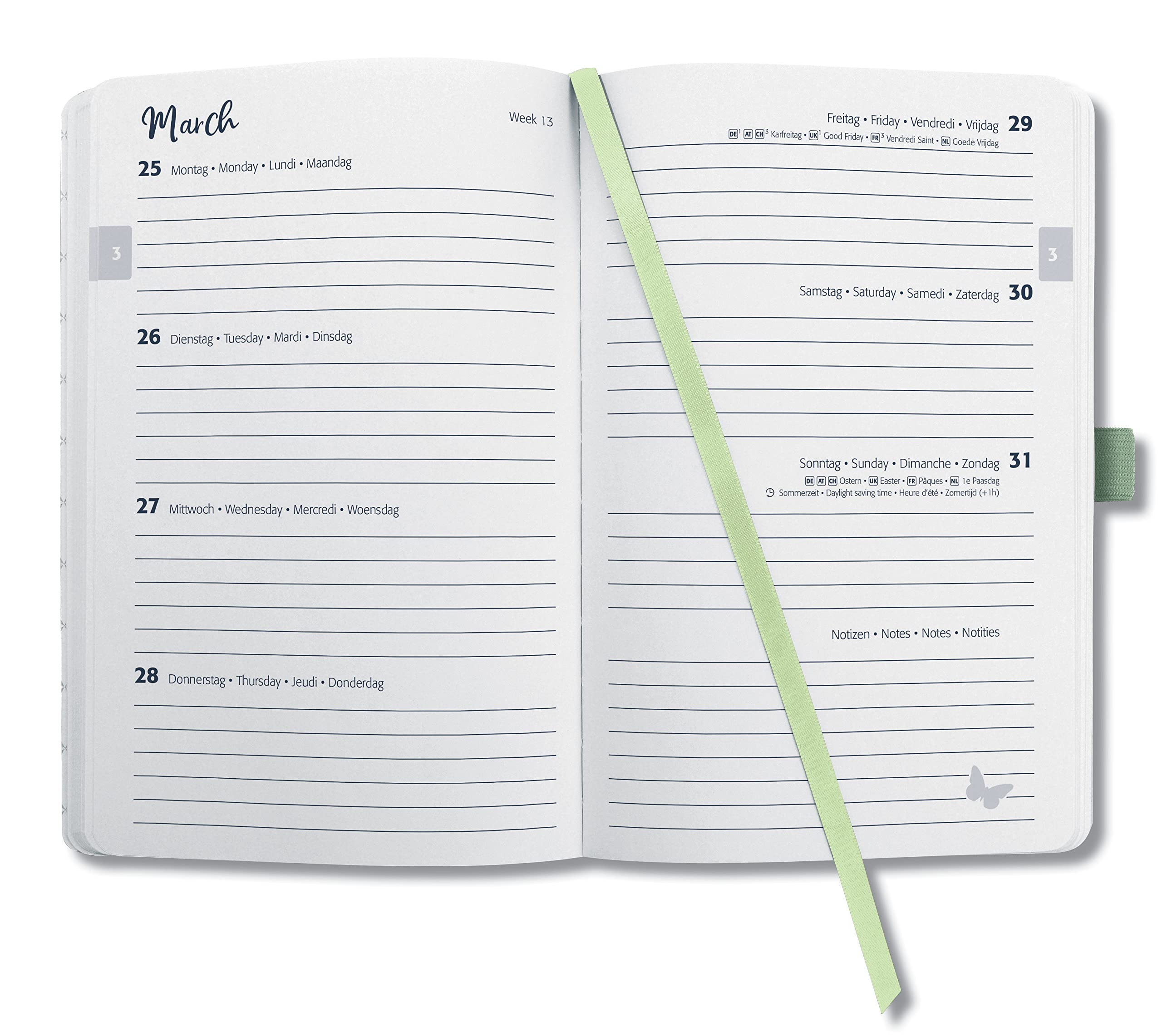 SIGEL J4353 Jolie Weekly planner 2024, Green Monstera, 13,5 x 20,3 cm, hardcover, 174 pages, light Green, Black - Image 2