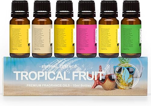 Miniatura 6 de Frutas tropicales - Juego de 6 fragancias prémium Oikls - Mango, crema de coco, piña, maracuyá y guayaba, plátano y pomelo portugués - 0.3 fl oz