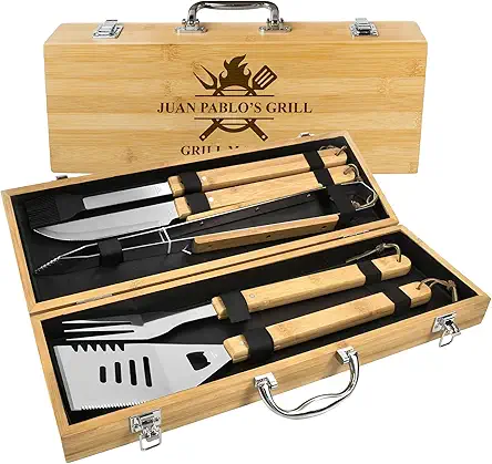 Personalized BBQ set box for men, custom engraved...