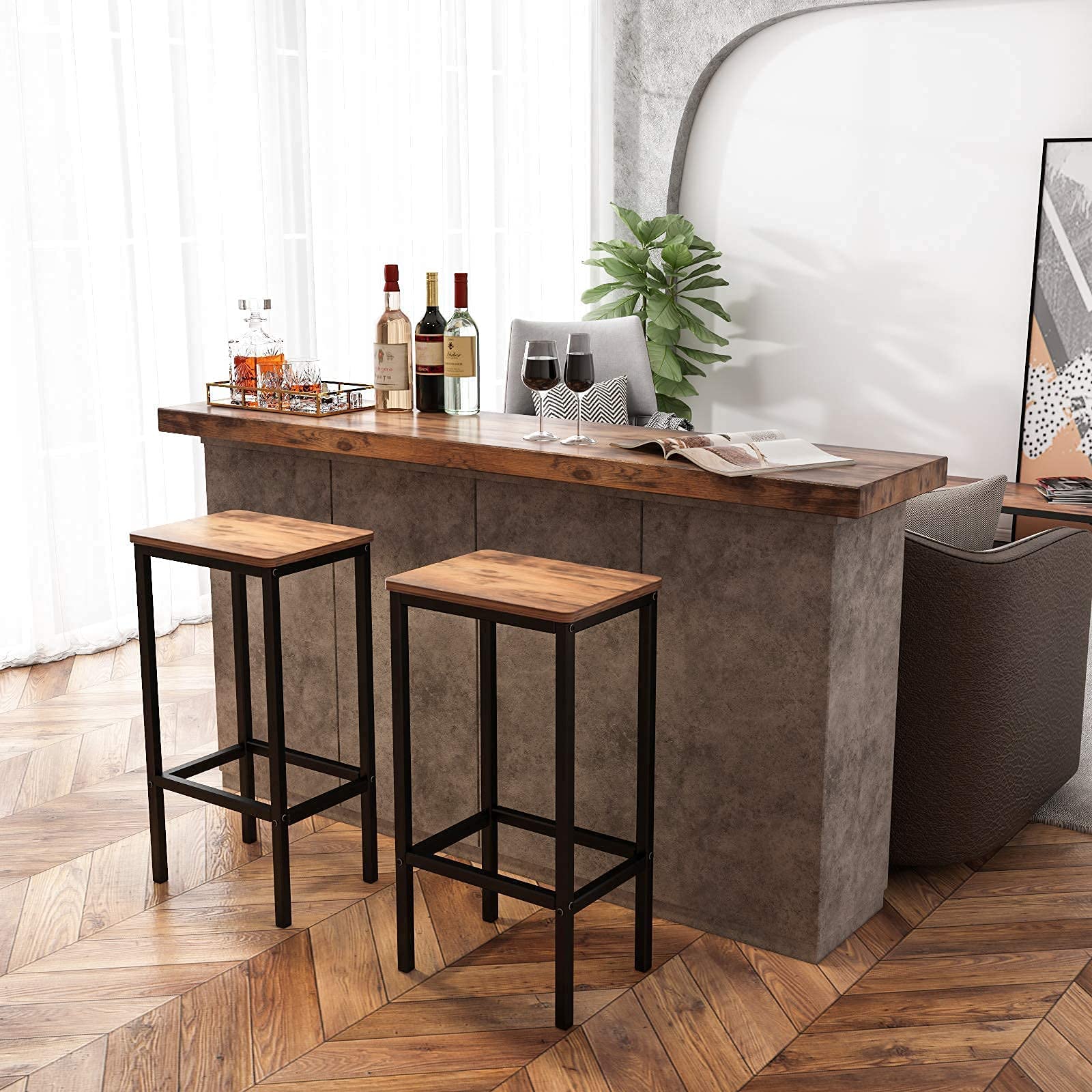 Bar Counter Table ODK 47 Inch Bar Table - Rustic Brown Counter Height ...
