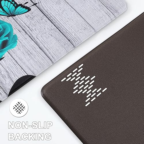 Miniatura 6 de Ikfashoni Juego de 2 tapetes de cocina para piso, tapete de cocina floral antifatiga antideslizante, impermeable, cómodo tapete de cocina de granja