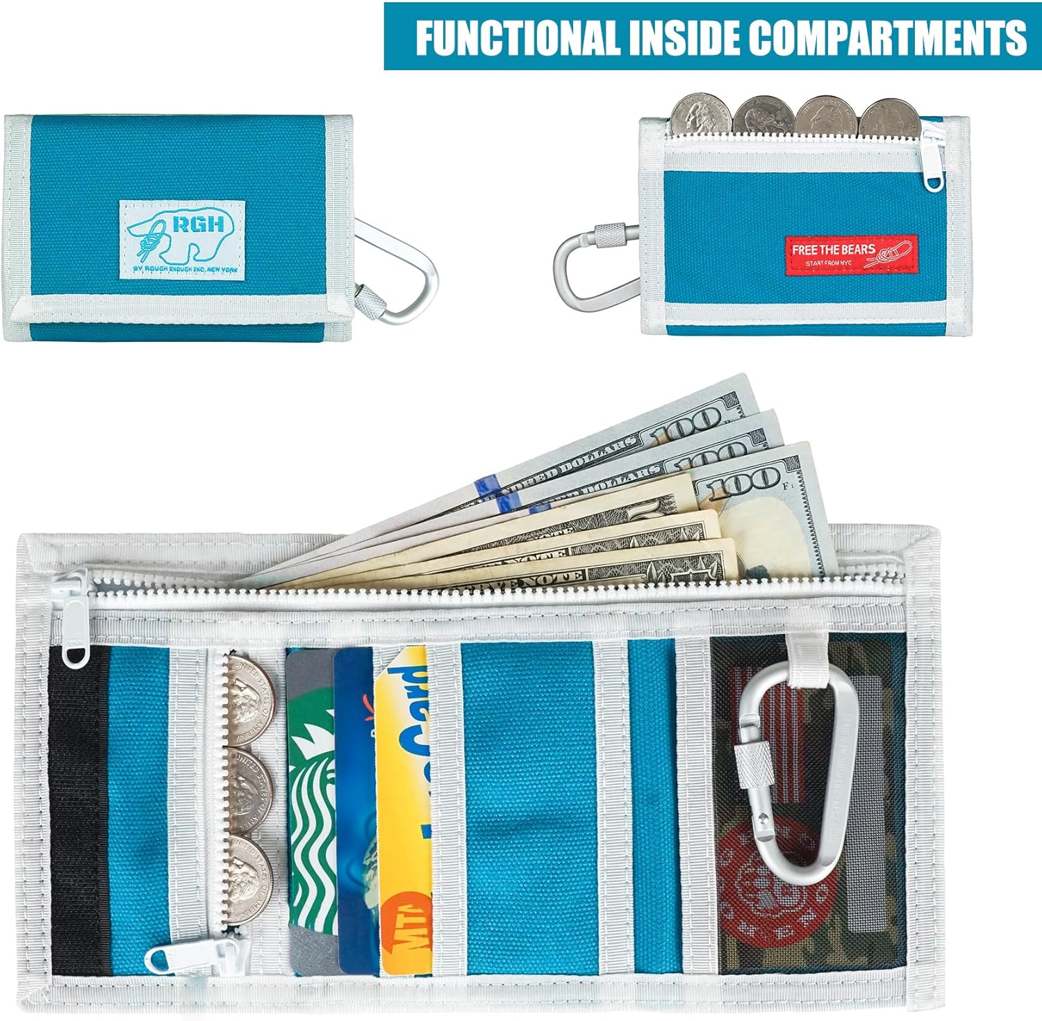 Rough Enough Kids Wallet for Boys Girls Teen Keychain Lanyard Wallets