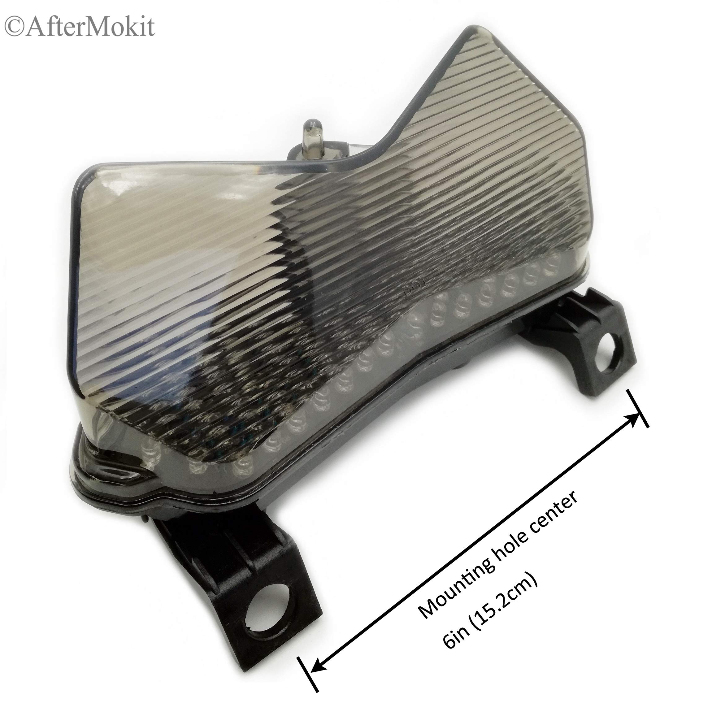 AfterMokit Replacement LED Tail Light Integrated with Turn Signals for Kawasaki Ninja ZX-6R ZX636 ZX-6RR ZX600 2003-2004 Z1000 2003-2006 6 inch Mounting Hole Center Smoke Lens