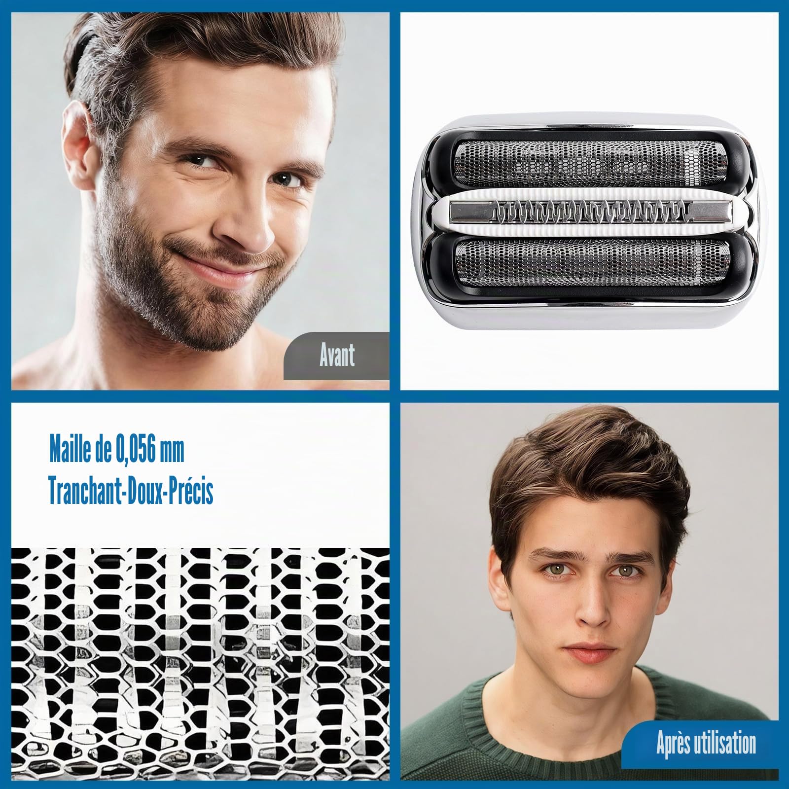 32S Series 3 Tête de rechange compatible avec tous les rasoirs Braun S3, S3 32S Foil & Cutter, feuilles de rasoir électriques humides et sèches pour 3010s, 3040s, 3080s, 310s, 320S, 330S, 340S, 380S