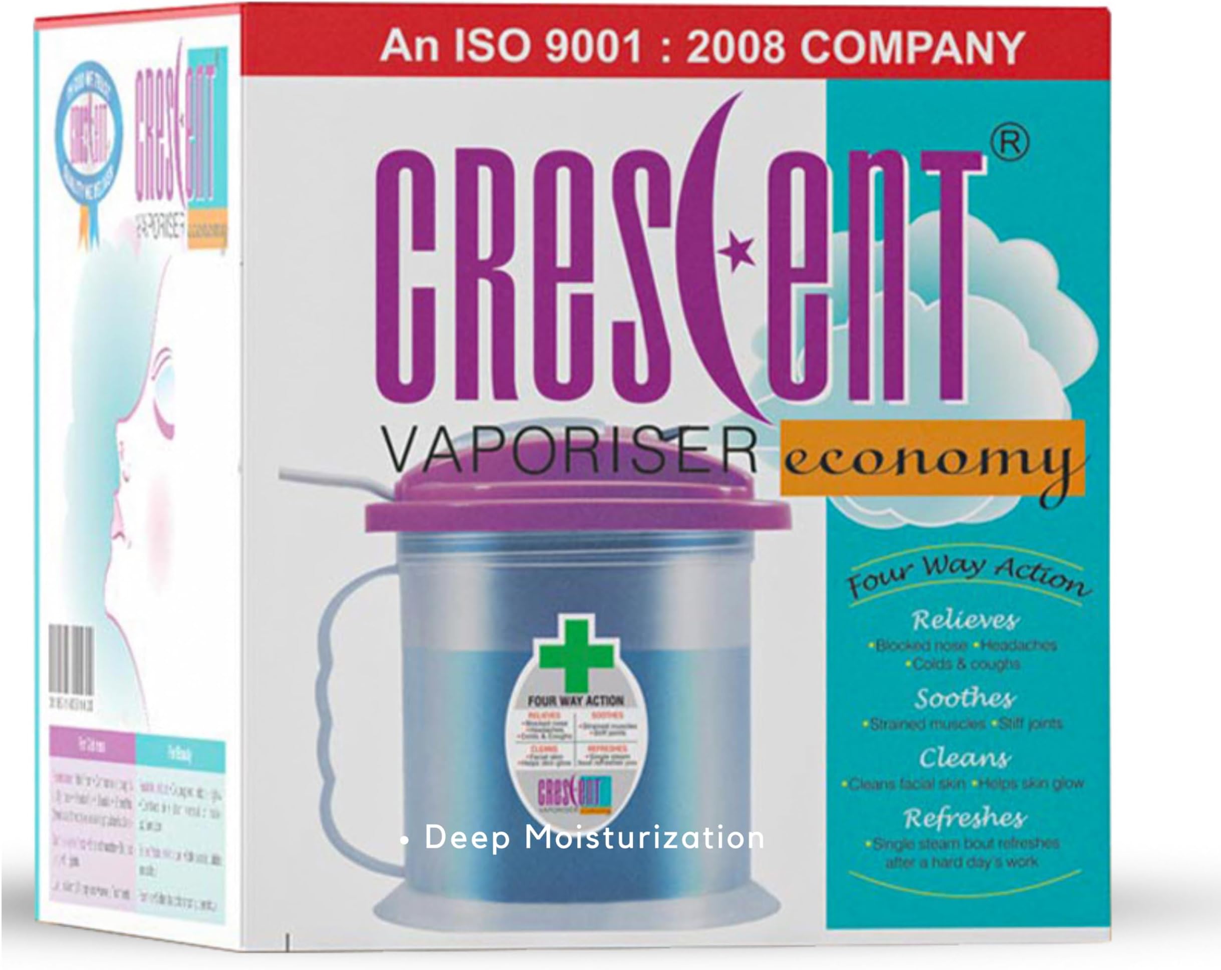 Crescent Steamer for Cold - Easy to Use, Lightweight & Portable Face Steamer for Facial - Durable, Longlasting Steam Inhaler for Cold and Cough - Sauna Vaporizer, Easy to Clean, Color: Blue, Pack of 1