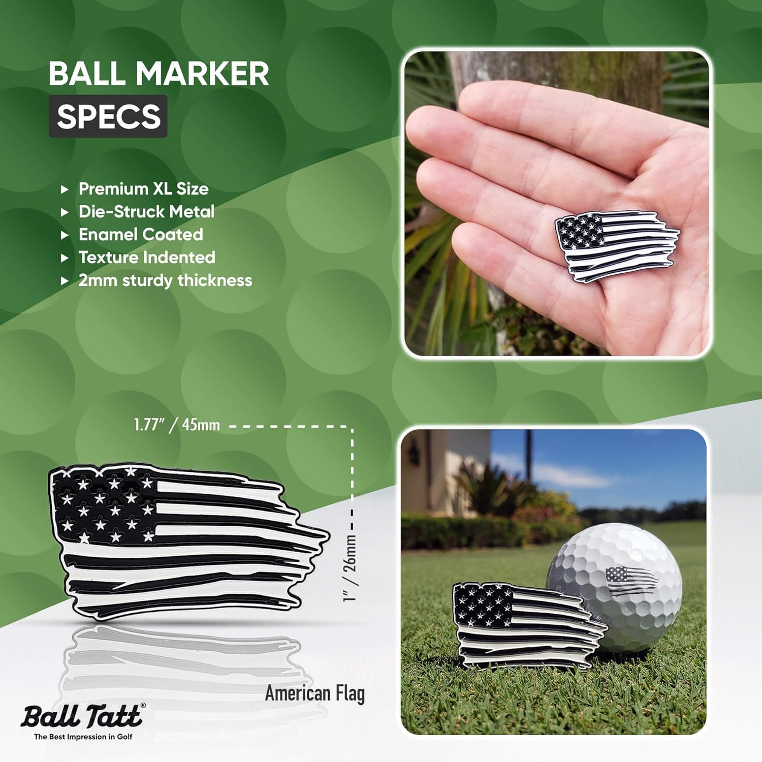 Golf Ball Stamp - Self-Inking Marker - Quick-Dry Permanent Marking Tool, No Leaks or Refills, Reusable & Waterproof Golfing Stamper - Ideal Gift for Golfers, Dads, Retirement (USA Patriot)
